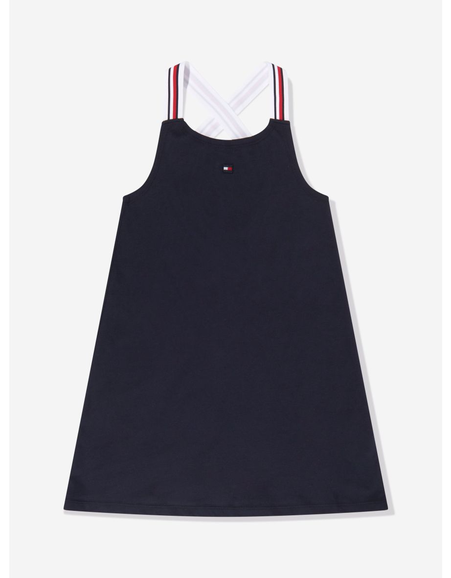 Vestido de alça com logotipo da Tommy Hilfiger Girls' Navy