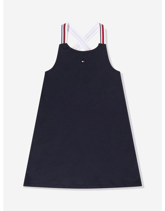 Vestido de alça com logotipo da Tommy Hilfiger Girls' Navy