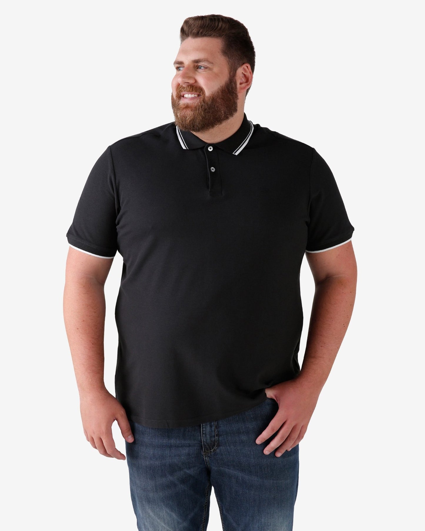 Men's Plus Size Basic Black Polo Shirt | Pool Basics