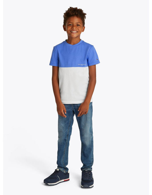 Camiseta Colorblock Tommy Hilfiger para meninos em azul