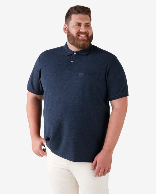 Polo hombre talla grande Legacy manga corta azul | Pool Basics