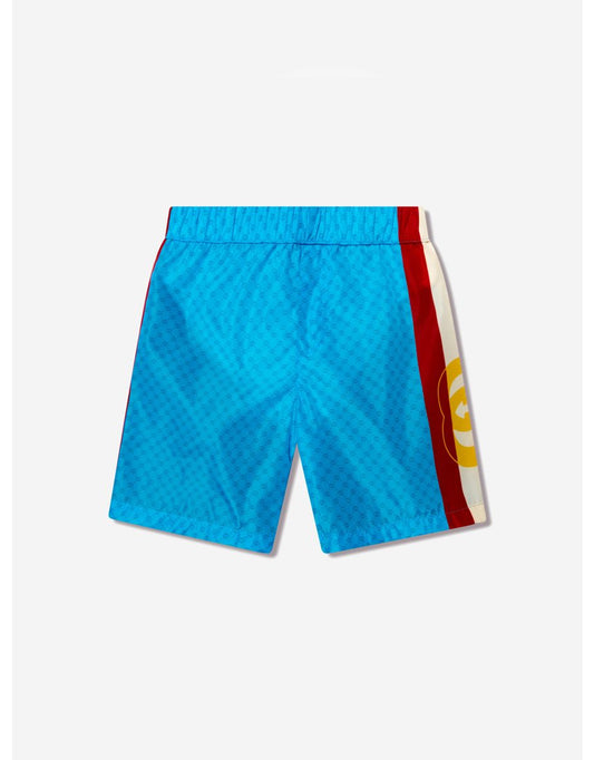 Shorts de natação azul da marca para meninos