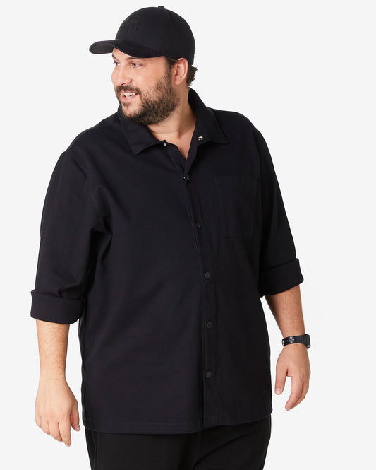 Moletom masculino plus size de manga longa em preto - Allman by Riachuelo