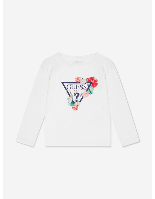 Camiseta blanca de manga larga para niña