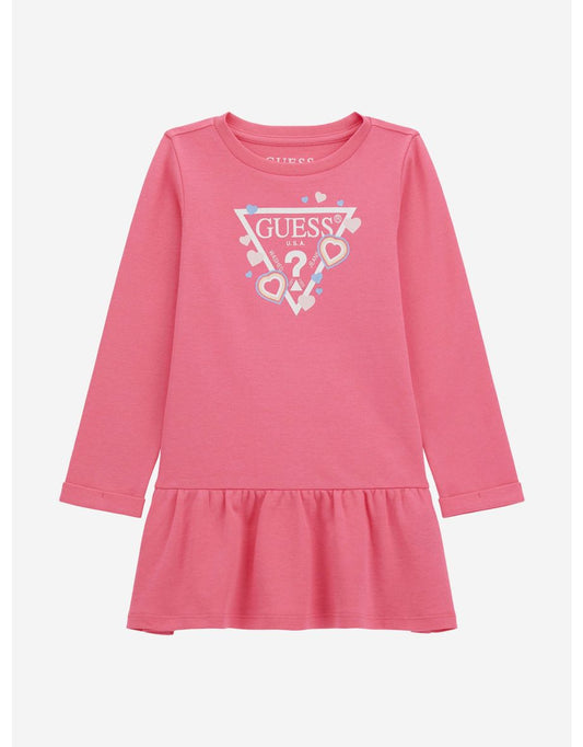 Vestito in jersey con logo da bambina in rosa