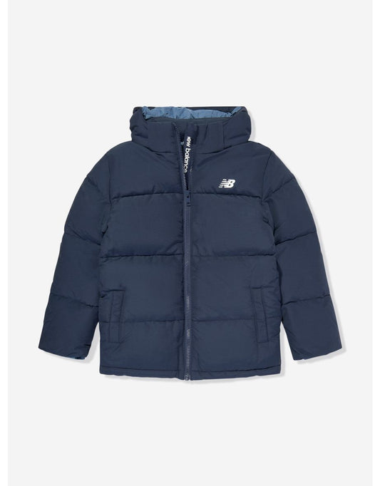 Giacca Puffer con logo da bambino New Balance in Navy