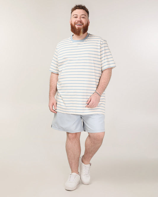 Bermuda masculina com estampa de blocos coloridos e tamanho grande em azul claro - Original Plus da Riachuelo