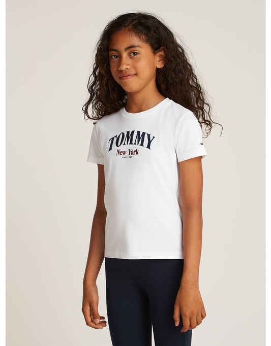 Camiseta Varsity Regular Fit de Niña en Blanco