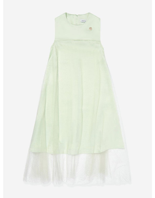 Vestido verde com camadas Shimmer para meninas