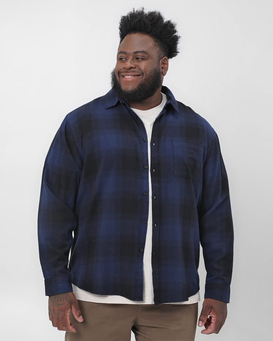 Camisa xadrez azul masculina plus size Original Plus da Riachuelo