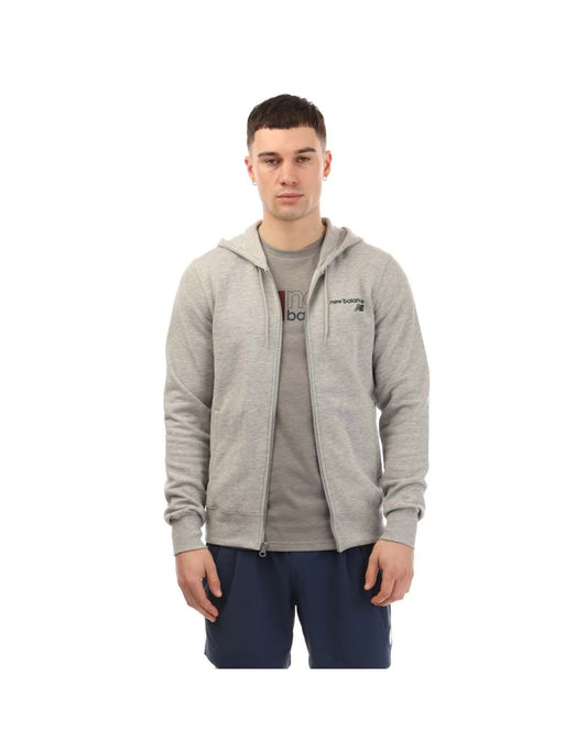 Moletom com capuz New Balance Classic Core Full-Zip para homens em cinza