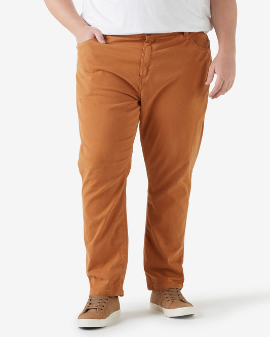 Calça jeans masculina Plus Size Slim Fit Elastic Waist Camel Brown