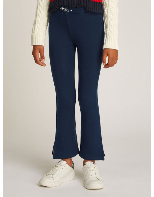 Leggings Varsity Flare da bambina in Navy
