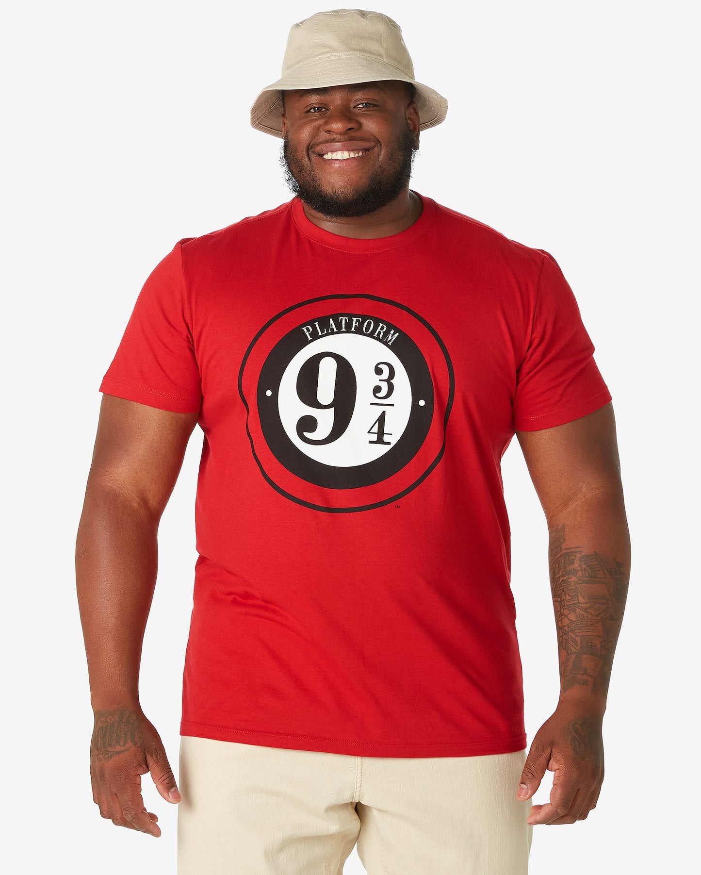 Maglietta a manica corta plus size da uomo Harry Potter Platform 9 3/4 Rosso