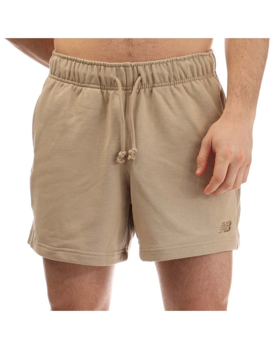 Pantaloncini New Balance Athletics French Terry 5" da uomo in crema