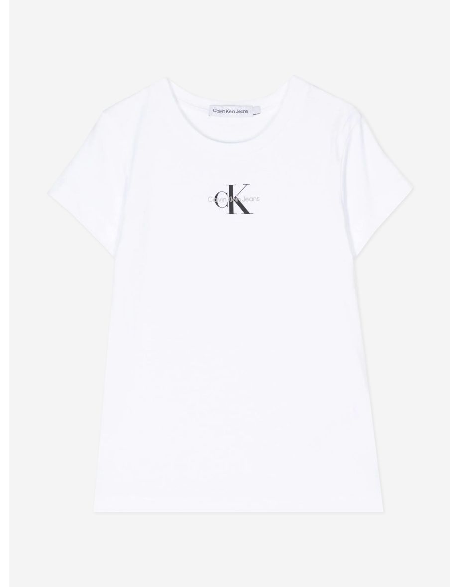 Top blanco con micromonograma para niña