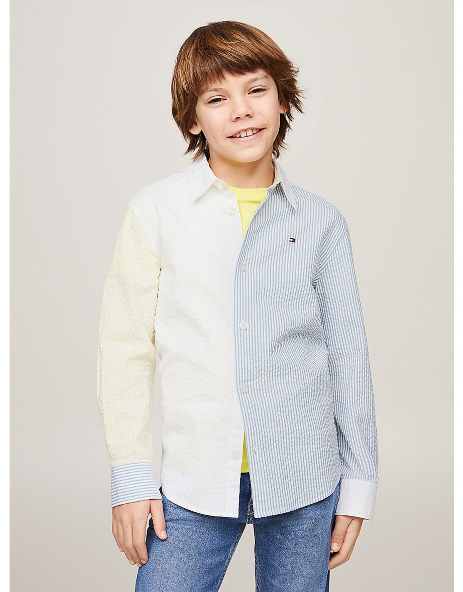 Camisa de listras multicoloridas Seersucker Tommy Hilfiger para meninos