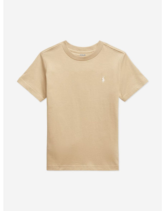 Camiseta com logotipo bege para meninos