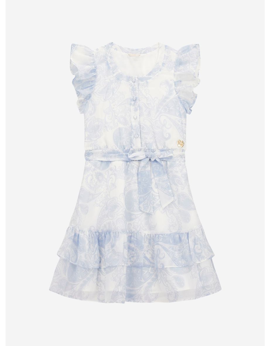 Abito in chiffon bianco a fantasia paisley per bambine