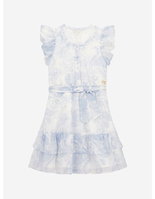Abito in chiffon bianco a fantasia paisley per bambine