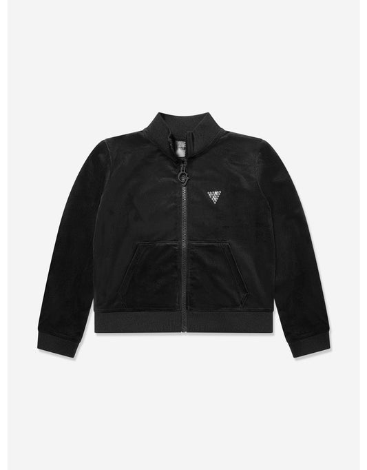 Camiseta con cremallera de terciopelo negro para niña