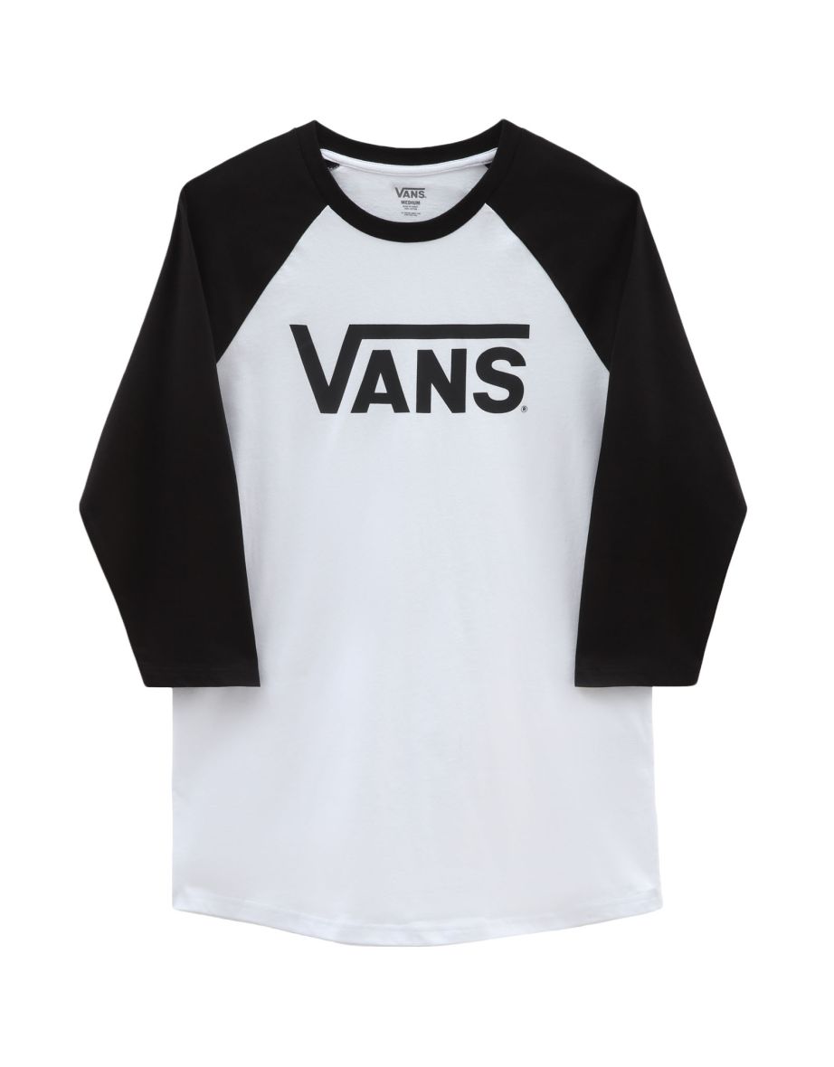 Maglietta Vans Classic Raglan Uomo con maniche a 3/4 e girocollo in cotone - Nero