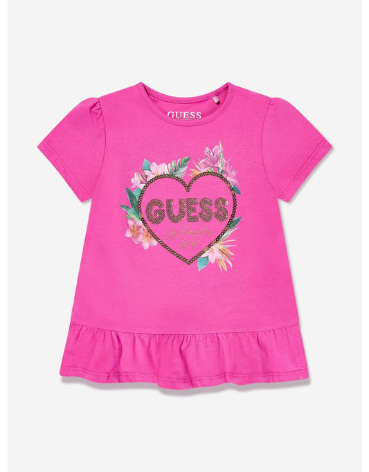 Camiseta Logo Floral Rosa Niña
