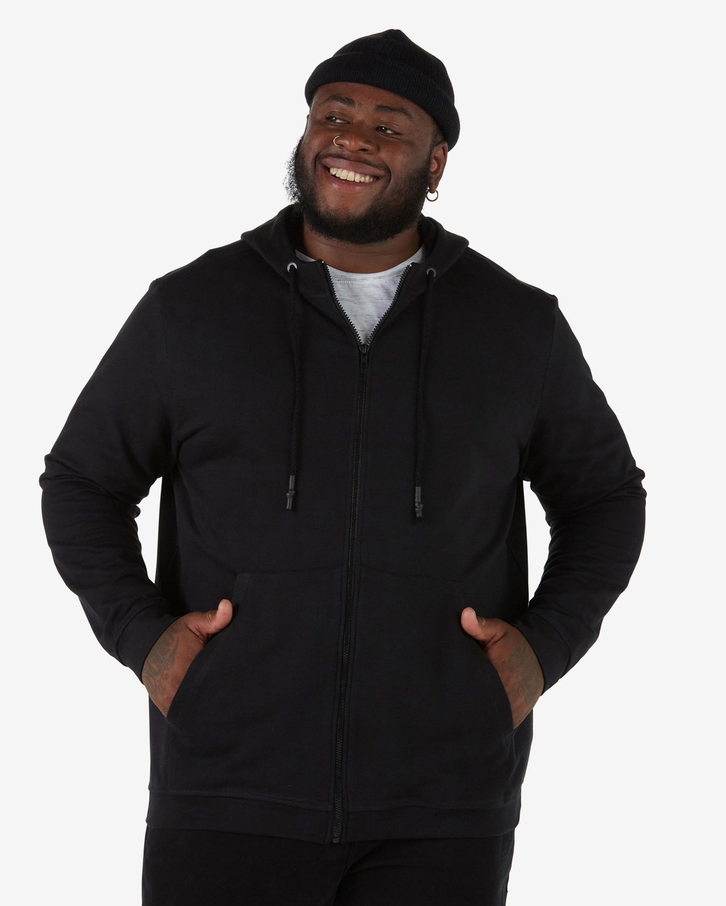 Men's Plus Size Black Hoodie with Kangaroo Pockets by Allman for Riachuelo