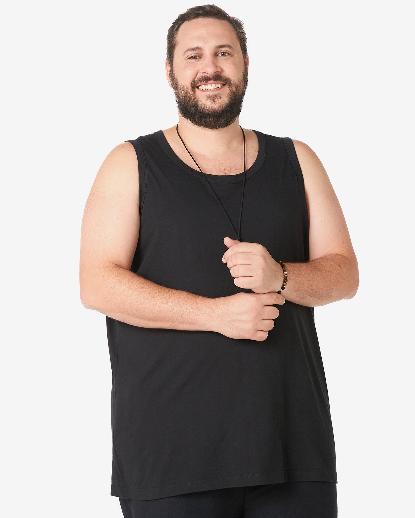 Camiseta regata preta plus size masculina - Allman by Riachuelo