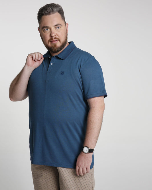Polo Basic Piquet Plus Size - Blu