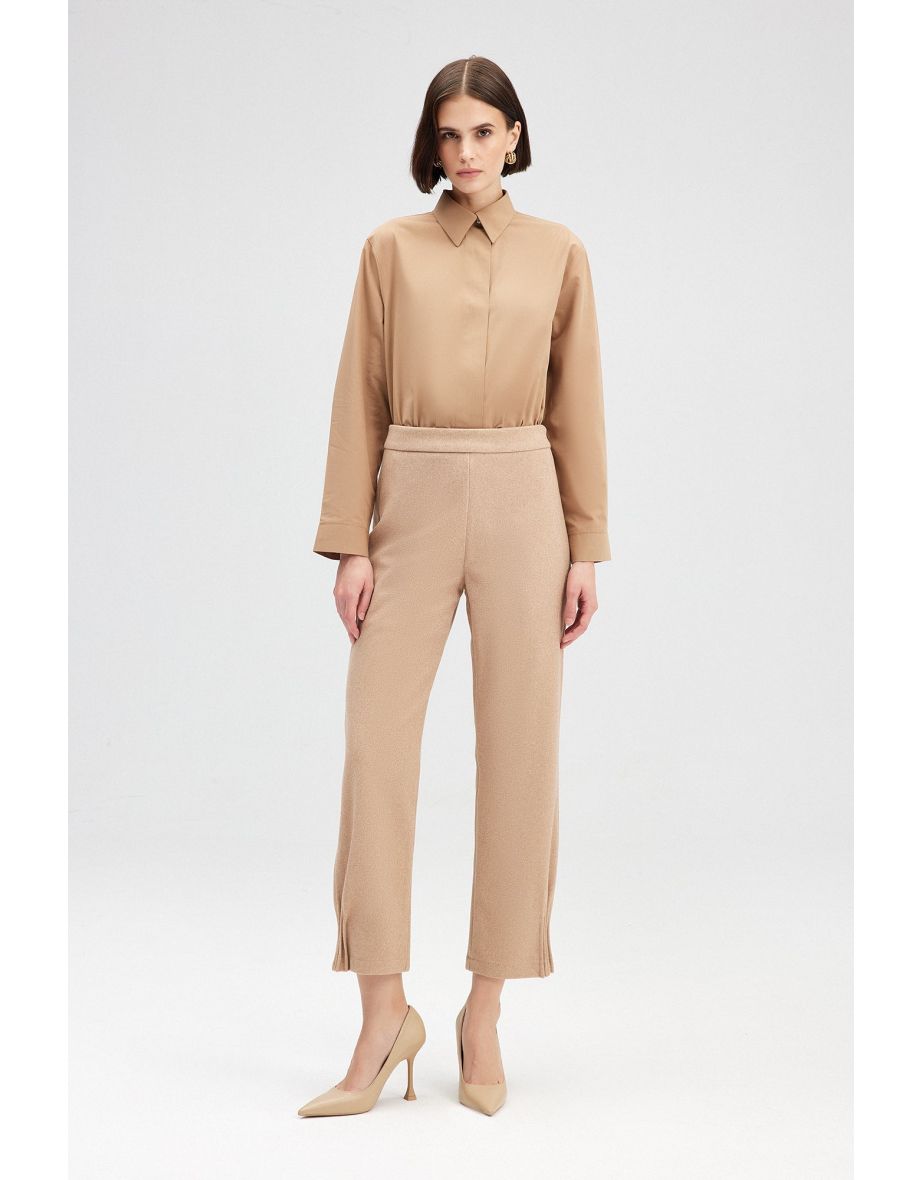 Pantaloni con polsini a coste