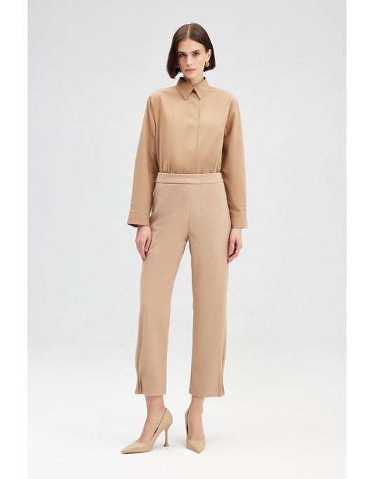 Pantaloni con polsini a coste