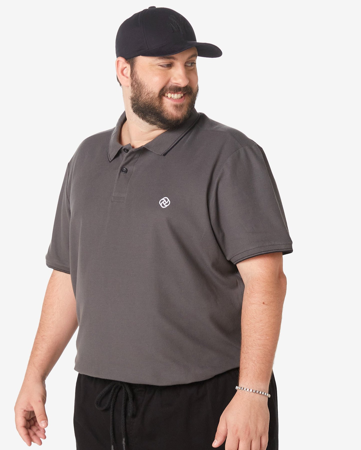 Men's Plus Size Short Sleeve Charcoal Gray Polo Shirt by Allman for Riachuelo