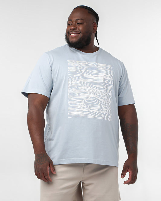 Camiseta de hombre talla grande estampado ondas azul | Original Plus By Riachuelo