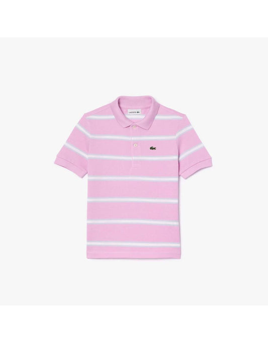 Polo de piqué a rayas Lacoste Juniors para niño en rosa