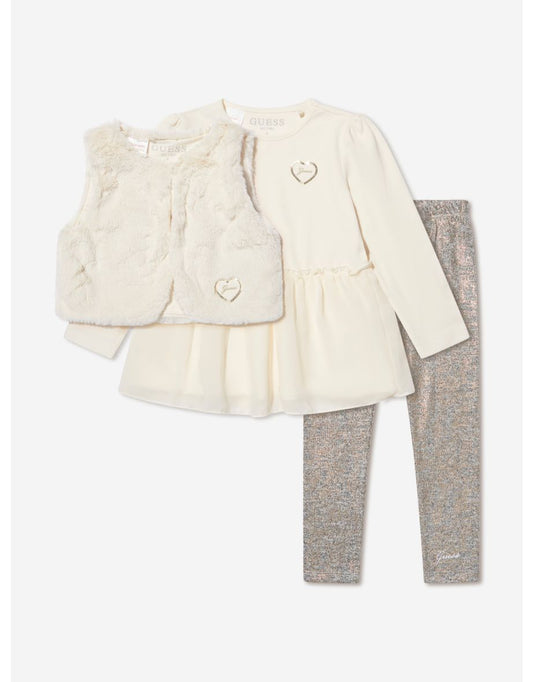 Conjunto de leggings Ivory de 3 peças para meninas