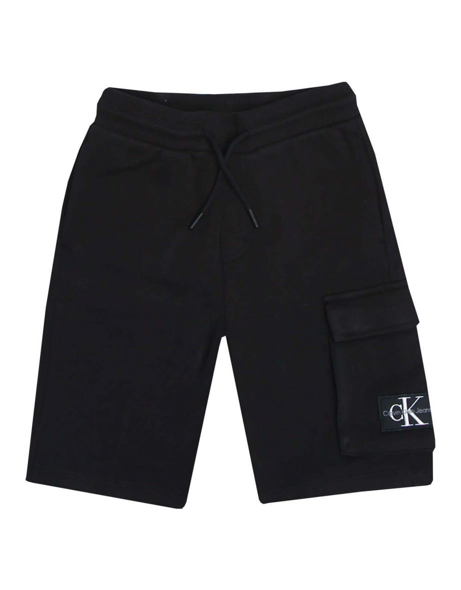 Calvin Klein Junior Boys' Relaxed Cargo Jogger Shorts em preto