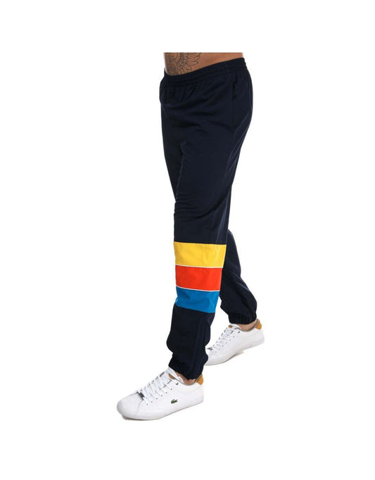 Pantaloni da corsa Lacoste SPORT a righe colorblock da uomo in blu