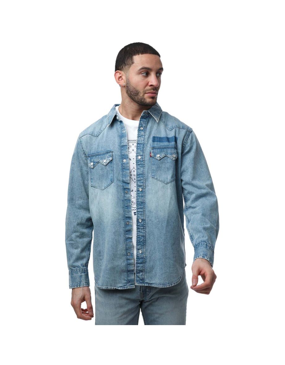 Camisa Levi's Sawtooth Relaxed Fit Western para hombre, azul