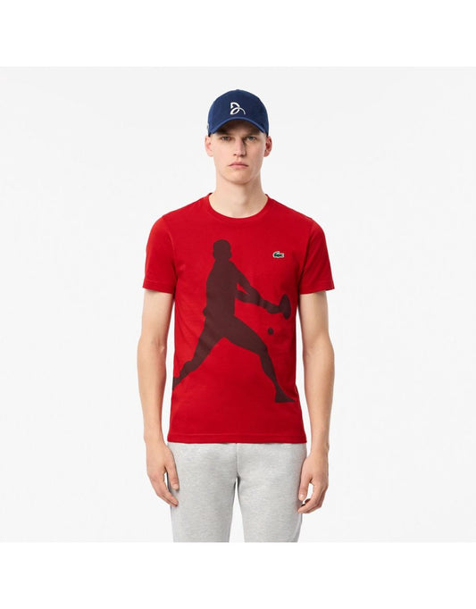 Conjunto de camiseta e boné Lacoste Tennis X Novak Djokovic vermelho para homens