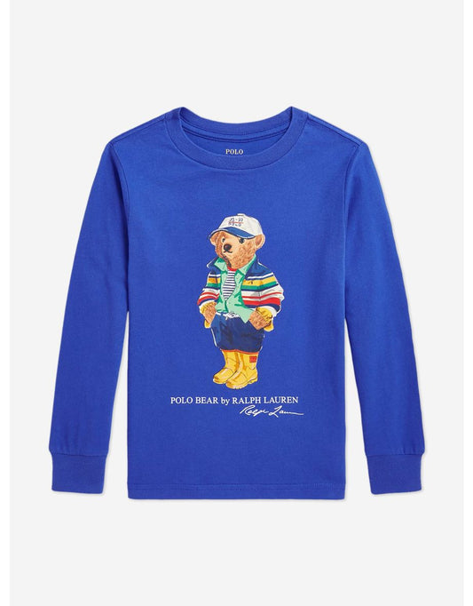 Camiseta Polo Bear de manga longa para meninos - Azul