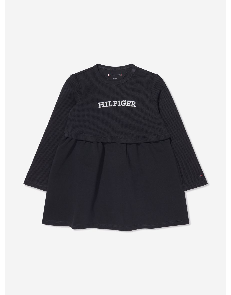 Vestido Monotipo Curvo Marinho para Bebês Meninas