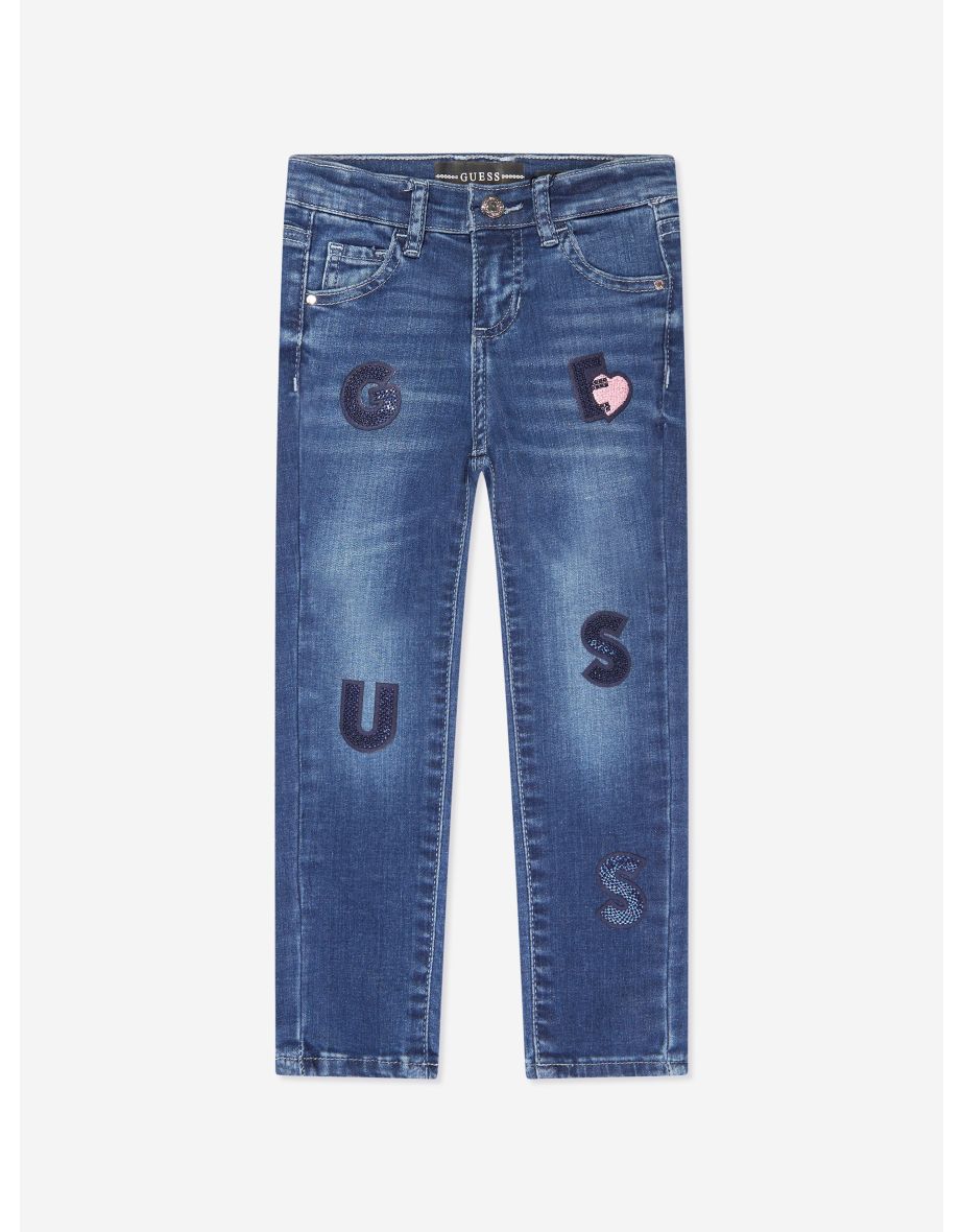 Jeans Skinny Fit Logo da bambina in blu