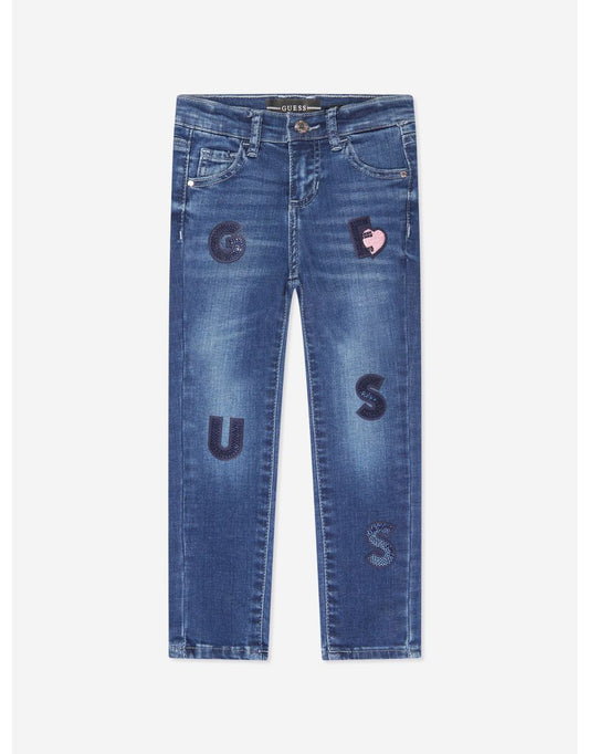Jeans Skinny Fit Logo da bambina in blu
