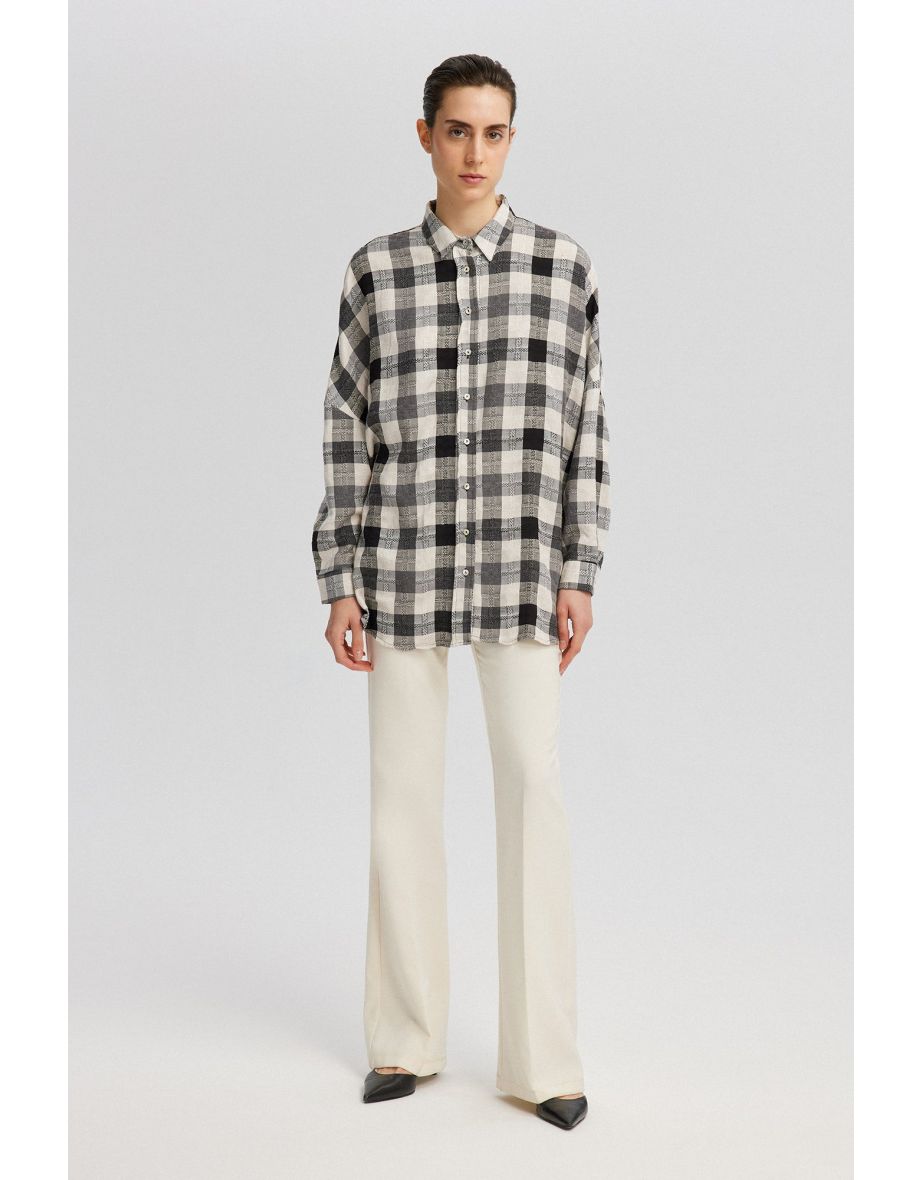 Camicia a quadri in misto lino