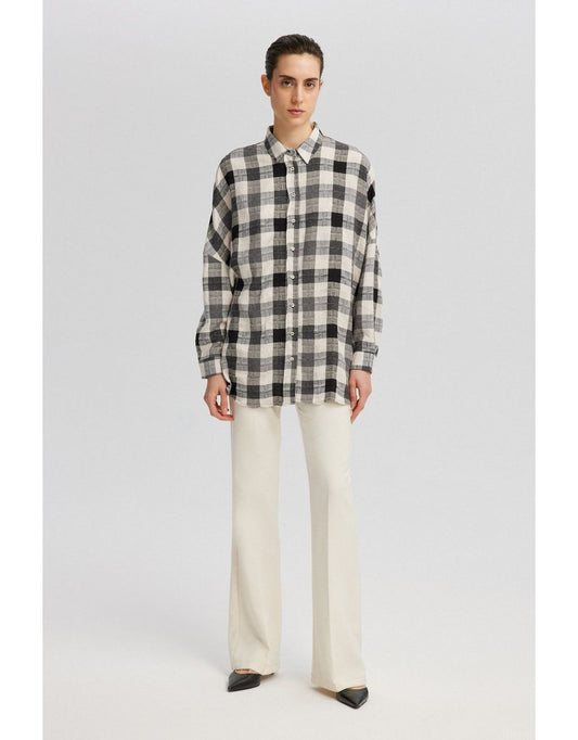Camicia a quadri in misto lino