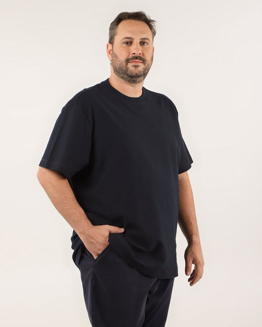 Camiseta masculina Plus Size Regular Fit Texturizada Azul | Original Plus by Riachuelo