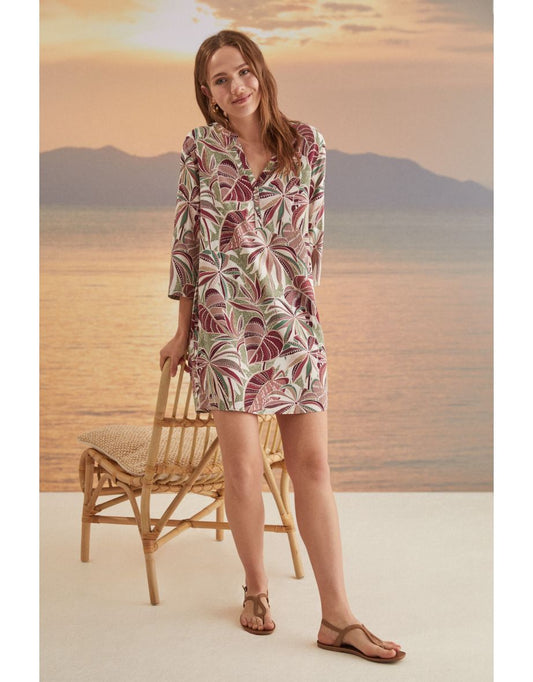 Camisola corta estampado tropical