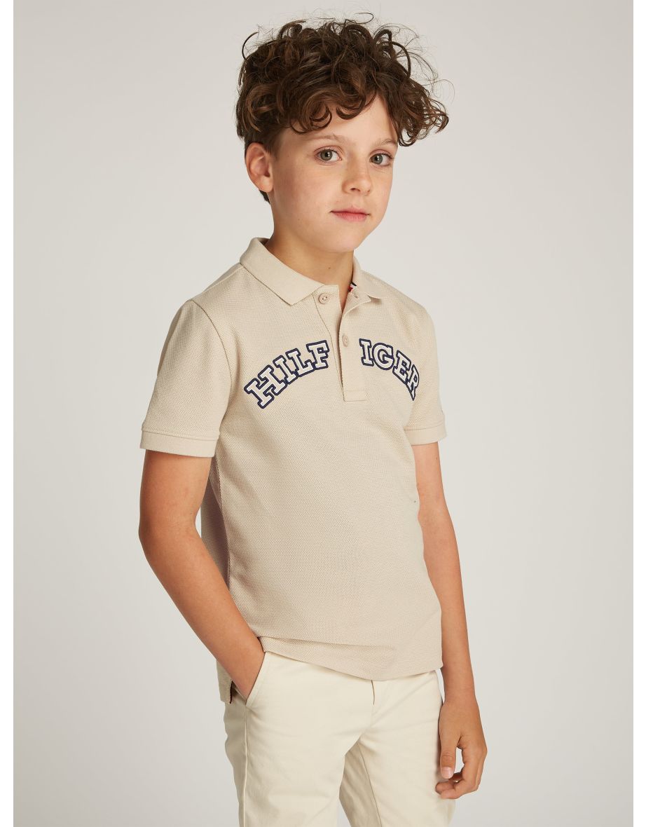 Camisa polo Monotype Regular para meninos em bege