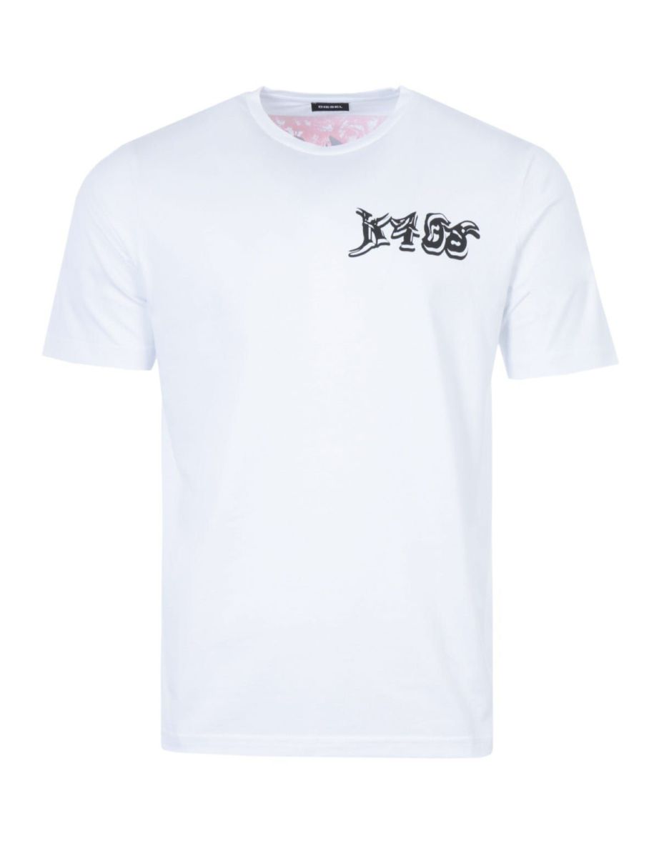 Camiseta masculina Diesel T-Just T31 com estampa gráfica - Branca